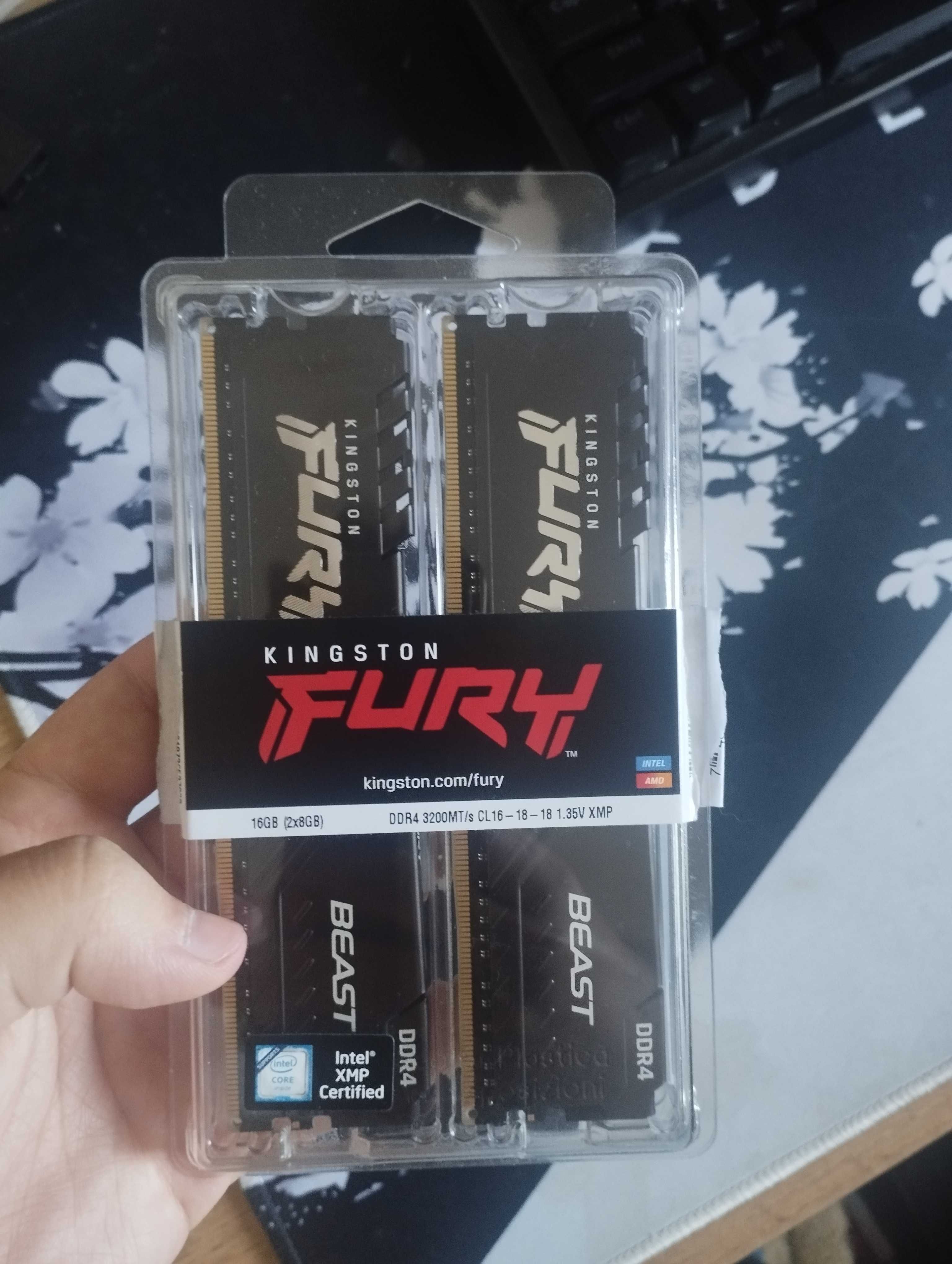 Оперативная память 16ГБ (8х2) DDR4 3200МГц, Kingston Fury Beast
