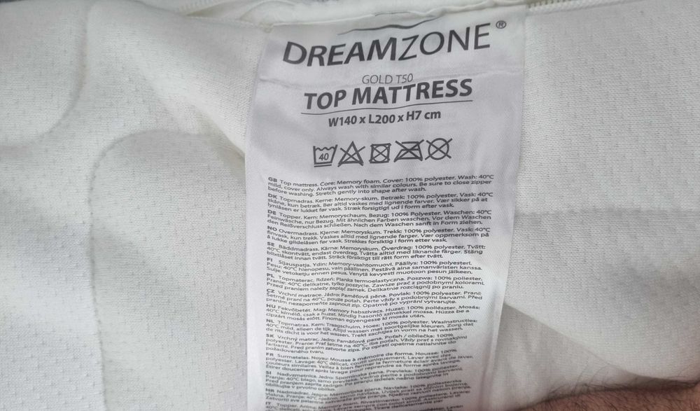 Saltea superioara (topper) 140x200 Gold T50 DREAMZONE, GARANTIE 25 ani