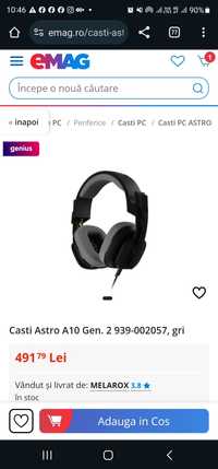 Casti Astro A10 Gen. 2 939-002057, gri (produs sigilat)