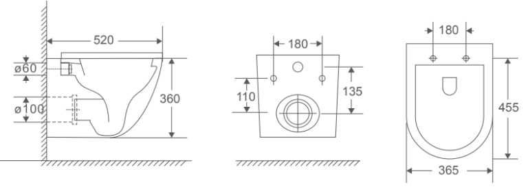 Конзолна тоалетна чиния Rimless, Tornado