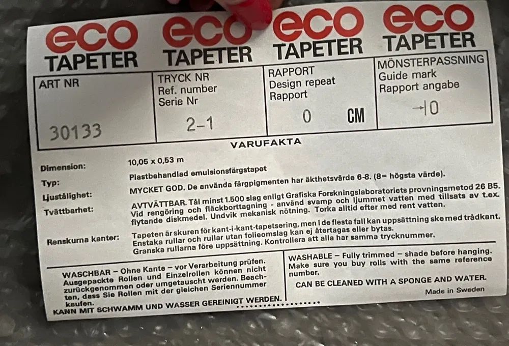 Set 5 role tapet Eco Tapeter – Made in Suedia