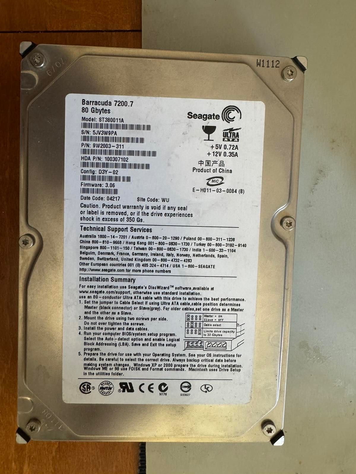 Хард диск Pata 80gb
