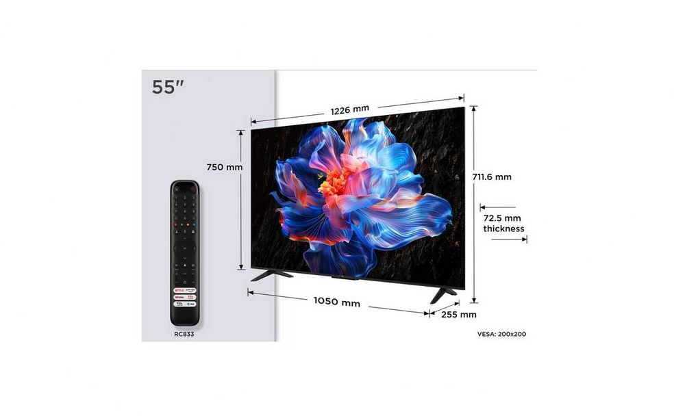 Televizor TCL LED 55P6K, 139 cm, Smart Google TV, 50 Hz, 4K, 2025