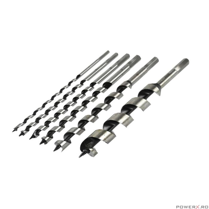 Set burghie pentru lemn, 230 mm, 6 piese, 6/8/10/12/16/25, Silver