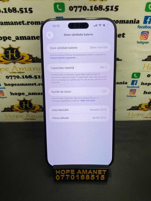Hope Amanet P3 Iphone 15 pro max / 256 gb / 96% baterie