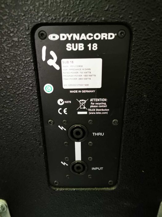 Vand Dynacord BASS SUB 18 si TOP VL 152
