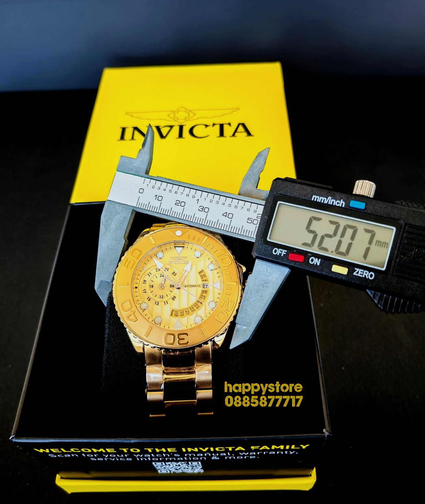 часовник INVICTA Grand Diver Gold automatic 52 mm, Инвикта нов