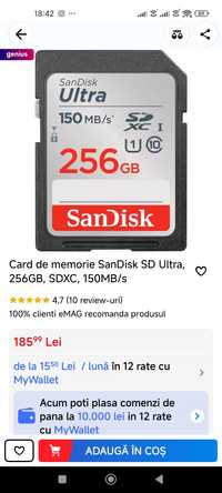 SanDisk SD Ultra, 256GB, SDXC schimb cu microsd