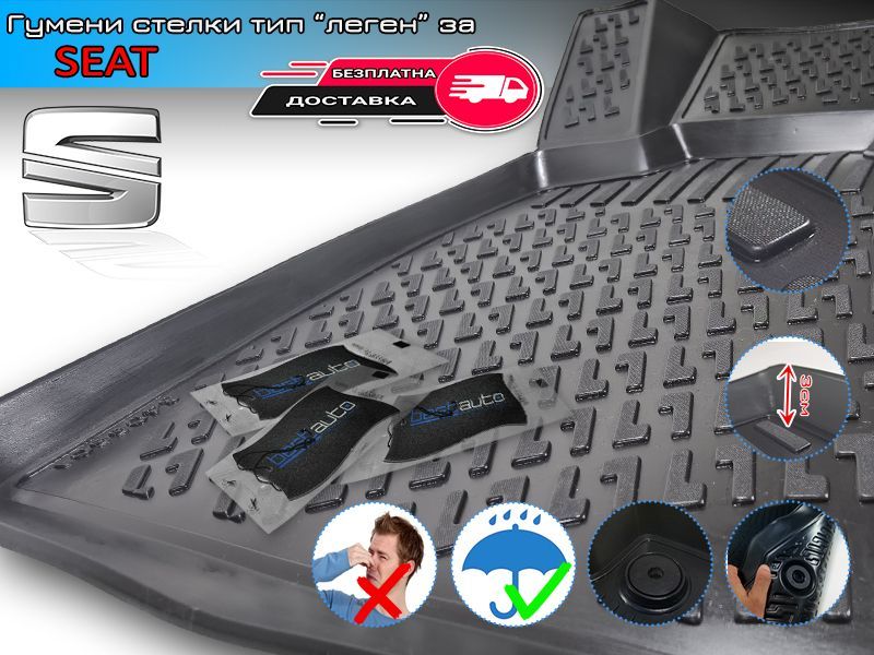 Гумени Стелки тип Леген за Seat / Сеат Leon / Toledo / Altea / Ibiza