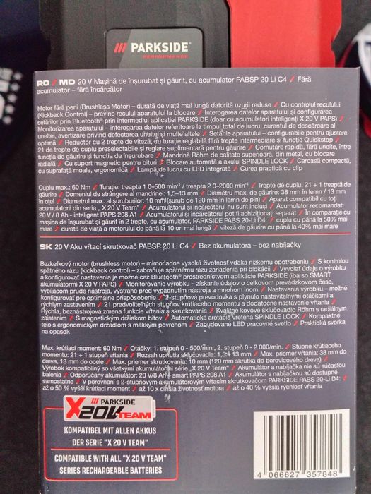 Parkside performance Pabsp 20 li C4