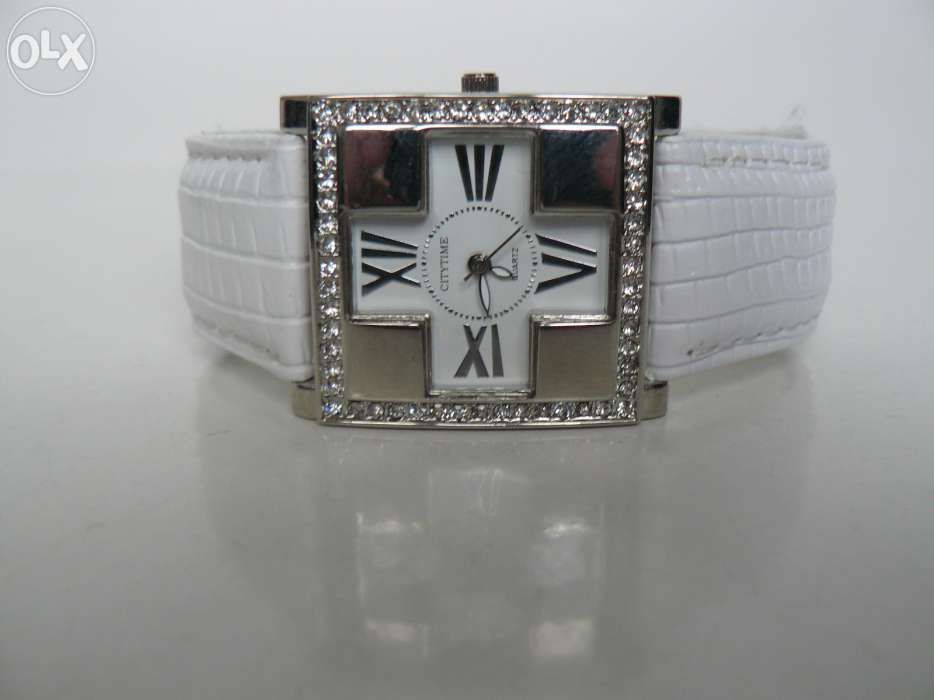 CEAS DAMA "CITY TIME" Cu Strasuri,Mecanism Quartz,Curea Piele Eco