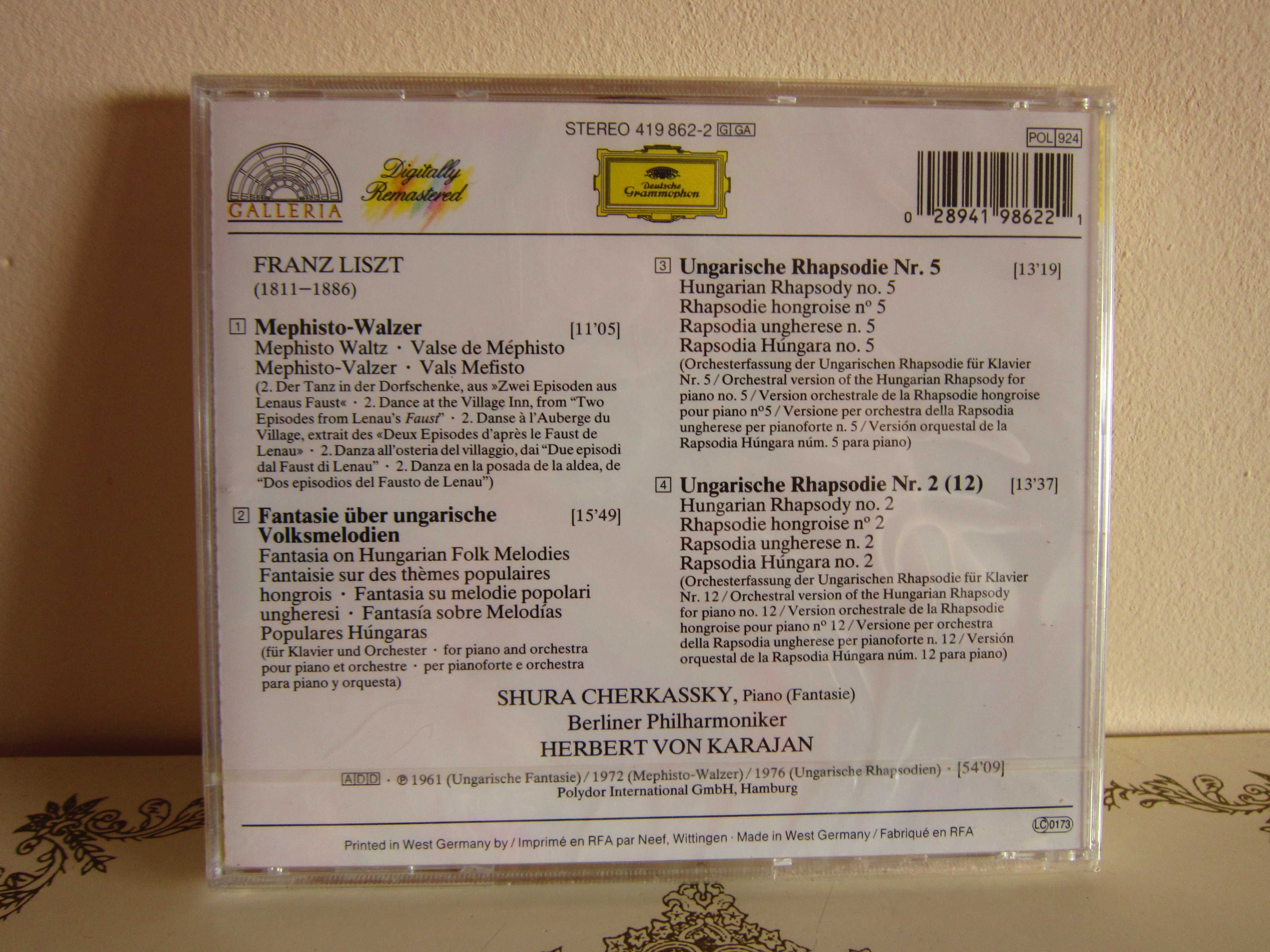Liszt Hungarian Rhapsodi 2&5/Hungarian Fantasia/Mephisto Waltz-Karajan