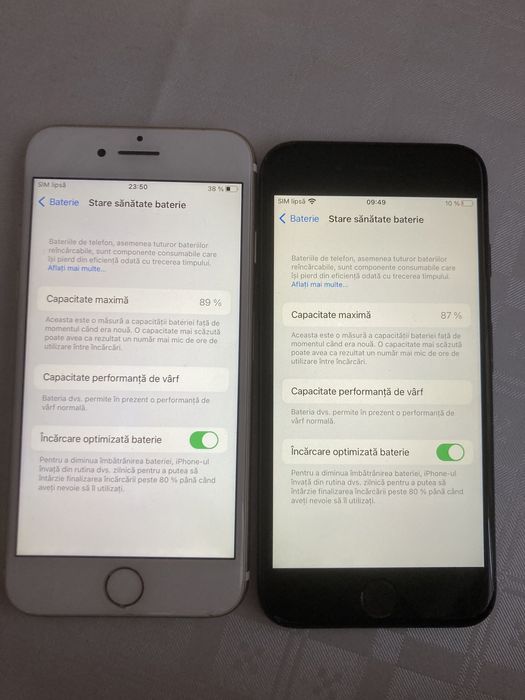 Iph.7 gold baterie 89%. Iph.7 negru baterie 87%