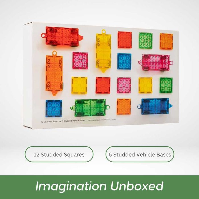 IMAGIMAGS Магнитни строителни плочки, Комплект влакчета от 18 части