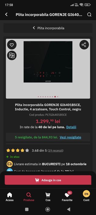 Plita incorporabila GORENJE GI6401BSCE, Inductie, 4 arzatoare, Touch C