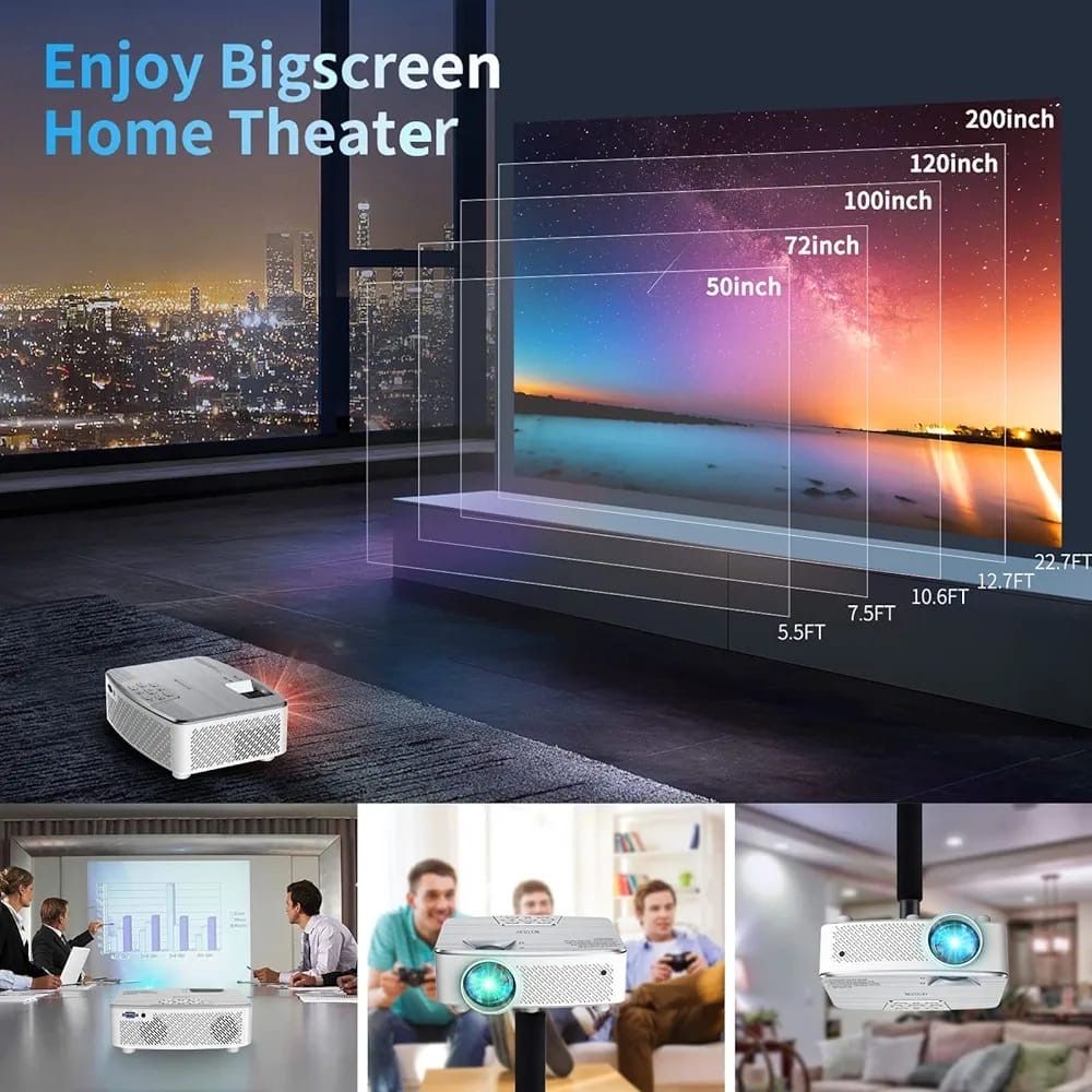Proiector profesional portabil 9500 lumeni, 4K HDMI bluetooth