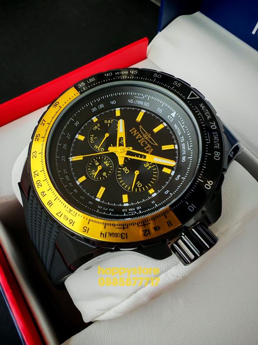 INVICTA Aviator Black/Yellow 50 mm, Инвикта нов ръчен часовник