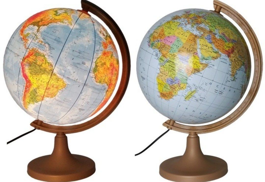 Glob Geografic Iluminat, Harta Politica Si Fizica, Diametru 32 Cm