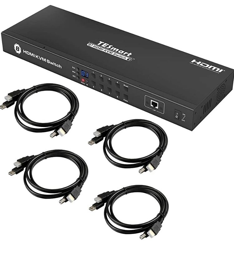 TESmart 8-портов HDMI KVM превключвател 4K 30Hz със стандартен USB 2.0