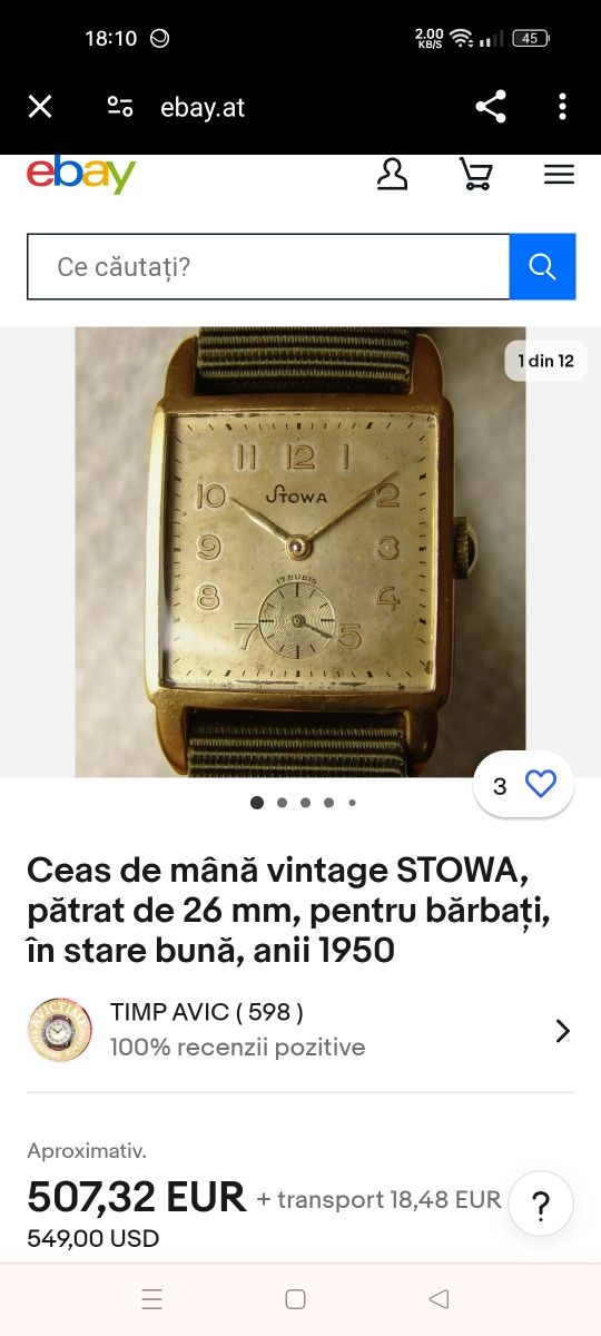 Ceas de mana Stowa din anii 50!