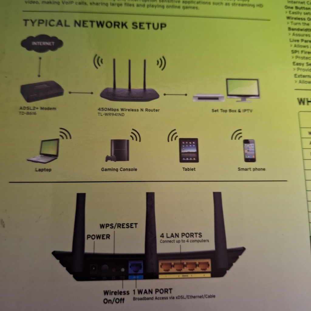 Router wireless N 450Mpbs TP-LINK TL-WR941ND foarte puțin folosit.