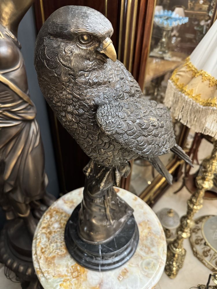 Statueta bronz masiv- marmura -59cm/h