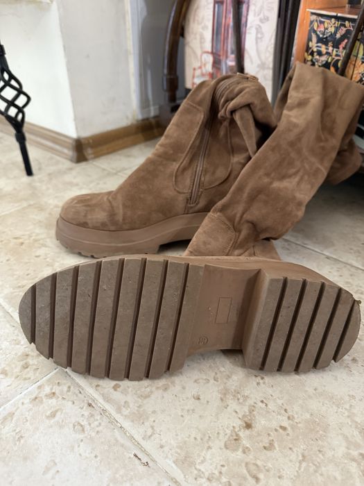Велурени кафяви ботуши , чизми 39 номер