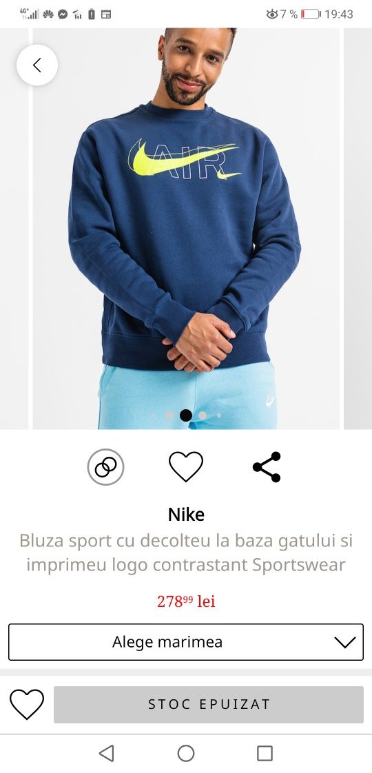 Bluza sport Nike barbati mânecă lunga