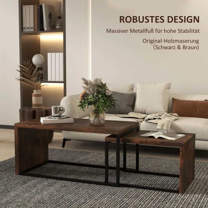 Комплект от 2 масички за кафе HOMCOM 90 x 48 x 42 см/59 x 42 x 36 см