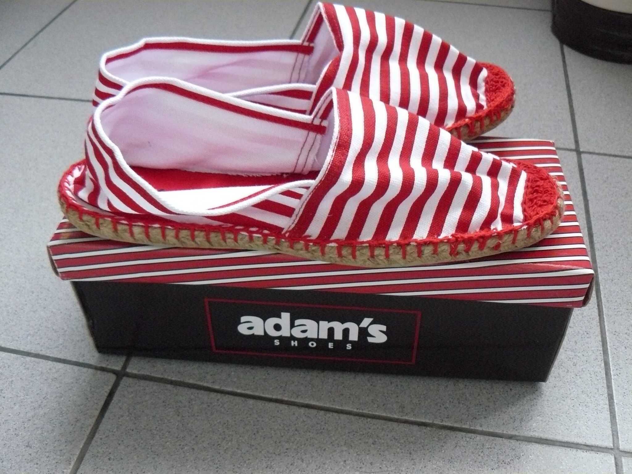 Espadrile Unisex/Dama ADAM'S Panza,Talpa din iuta,Culoare Alb Cu Rosu