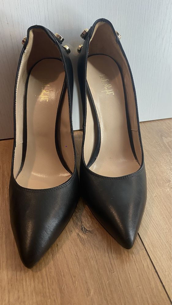 Pantofi Stiletto Left and Right din piele- Negri, NOI ,Toc 12 cm