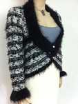 Pulover (jacheta bolero) alb negru (unicat handmade)