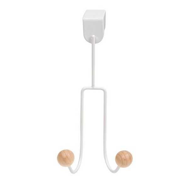 Комплект закачалки за врата, бели с дървени топчета