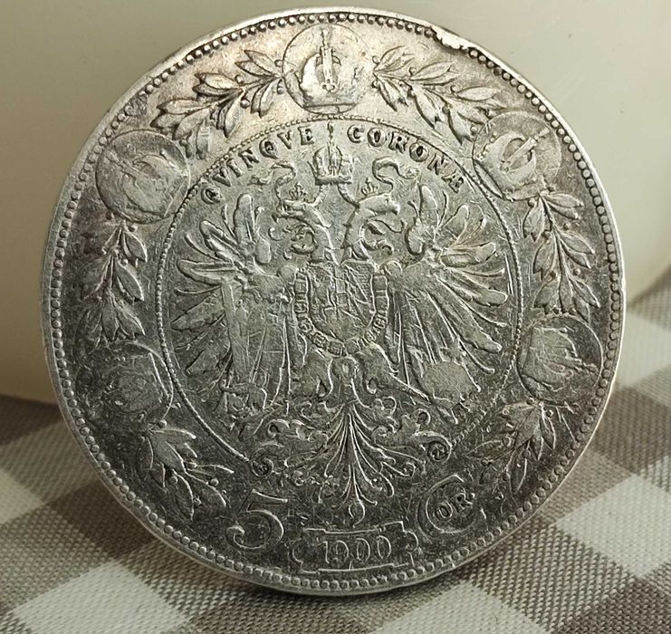Австрия Голяма Сребърна Монета 5 Крони 1900 година/ Франц Йосиф I