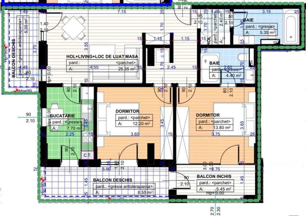 Apartament 3 camere, decomandat, 67.05mp, 1 Mai, zona Parc Nicolae Rom