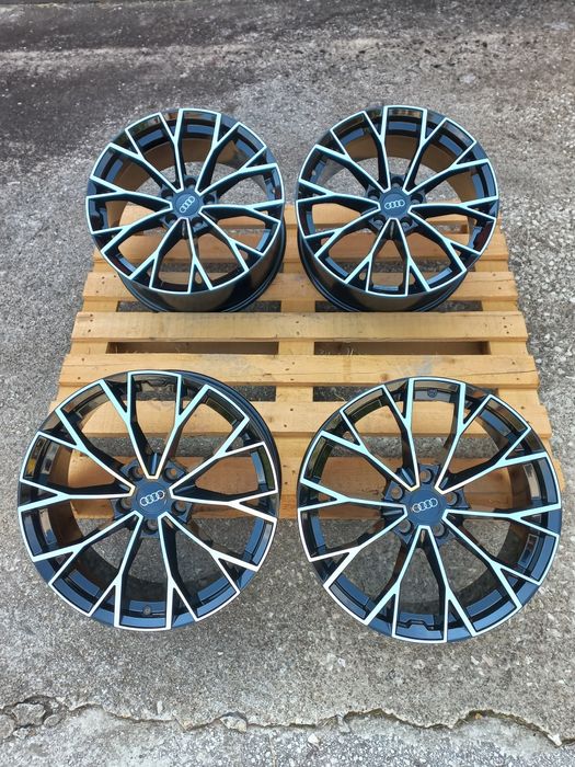 18"Audi S line 5x112 8j et40 A3 A4 A6 Q3 Q5 Black Polish Чисто Нови.