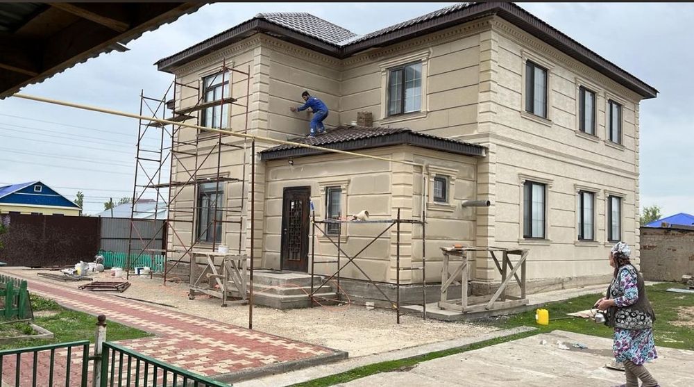 Строительный работы выполнен наружные и внутрение