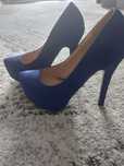 Pantofi cu toc si platforma albastri 37