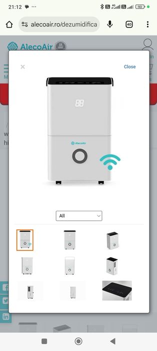 Dezumidificator si purificator AlecoAir D20 GRANDE, Wi-Fi, 20 L/ zi, F