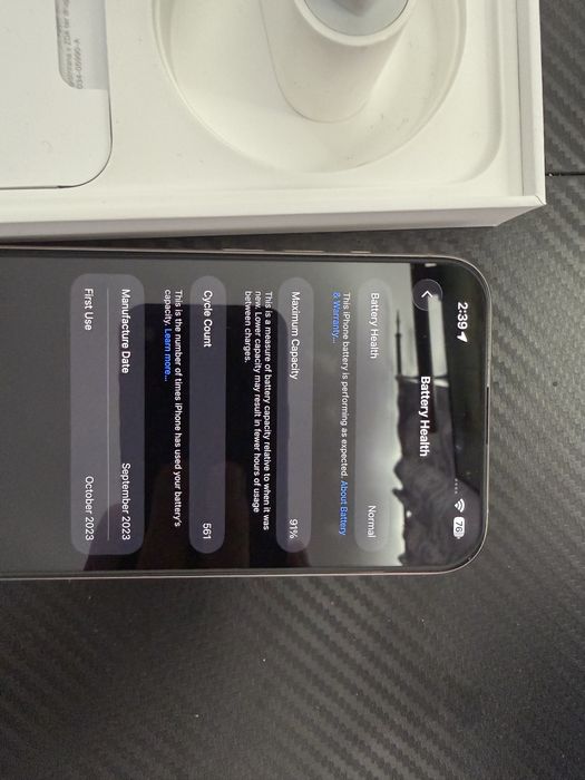 Vand iPhone 15 pro max Titanium 256gb Excelent! 91% bat. vezi detalii