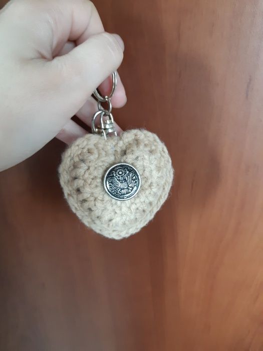 Accesorii chei, breloc crosetat, inima crosetata