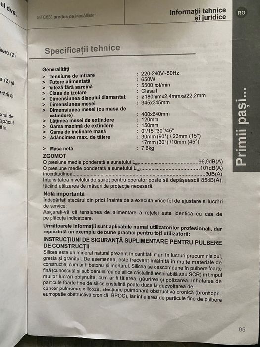 Masina de taiat placi ceramice