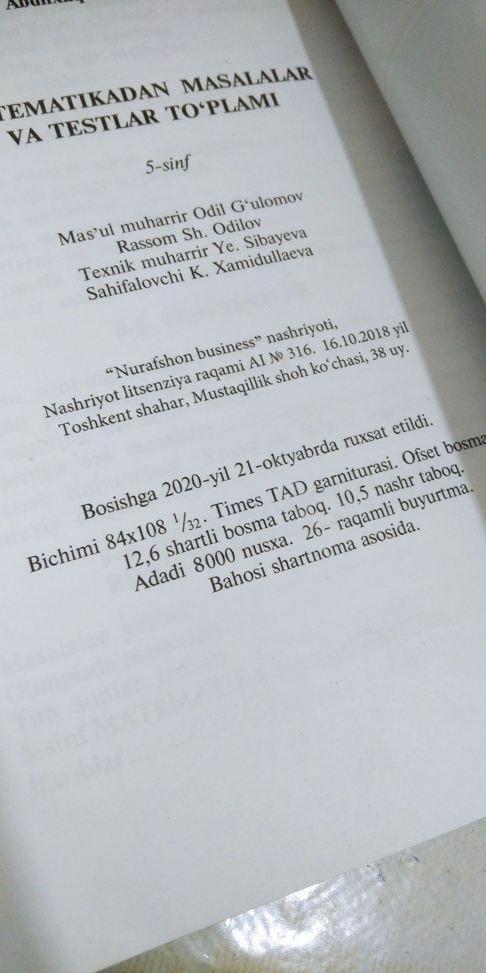 Mirzaahmedov Matematika masalalar to'plami