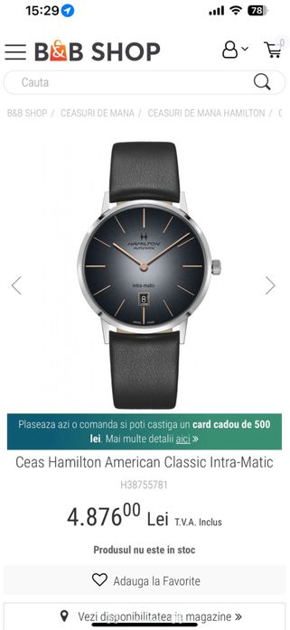 Ceas Hamilton Intra-Matic American Classic Urgent!