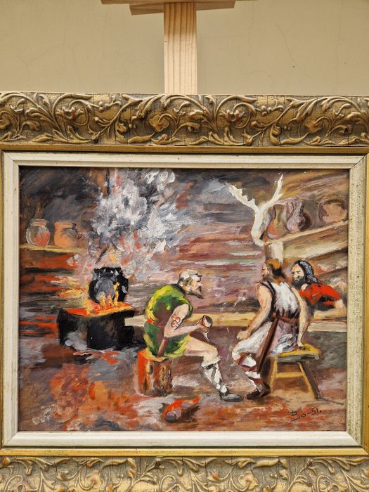 Уникална антикварна майсторска авторска картина масло върху