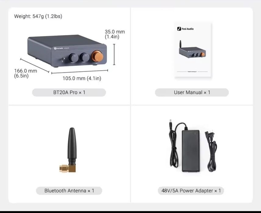 Усилвател 2 х 300W fosi audio bt20a pro висококачествен усилвател кл.D