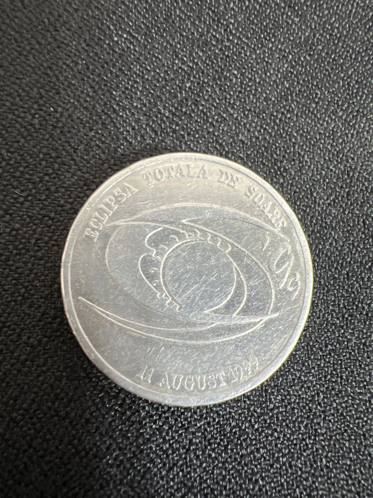 Moneda 500 lei Eclipsa Totala de Soare 1999 de colecție