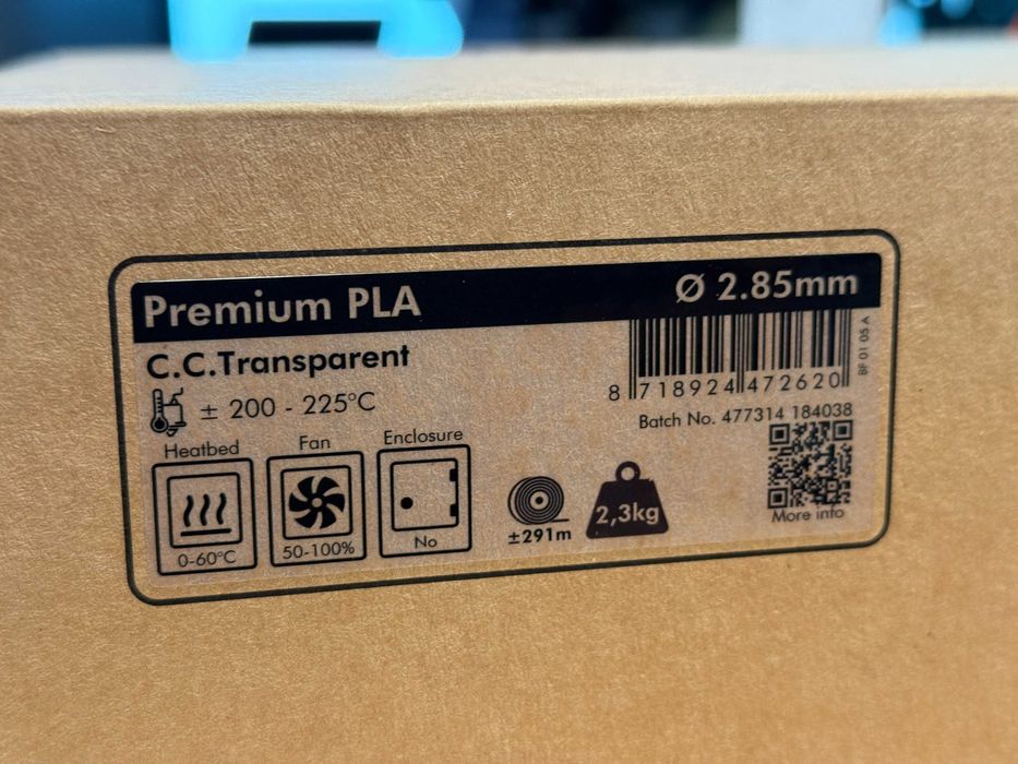 FormFutura Premium PLA Filament - C.C. Transparent, 2.85 mm, 2300 g