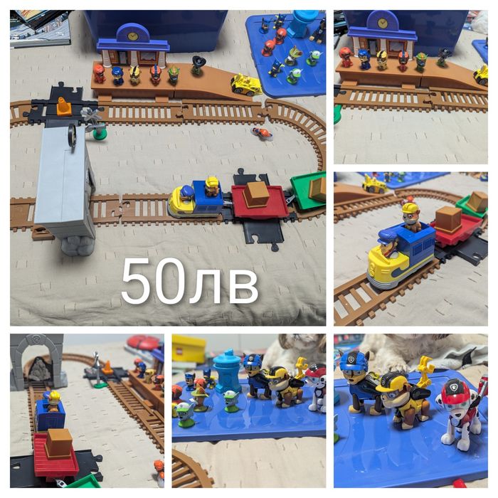 Голяма колекция Пес Патрул влак, кученца и играчки