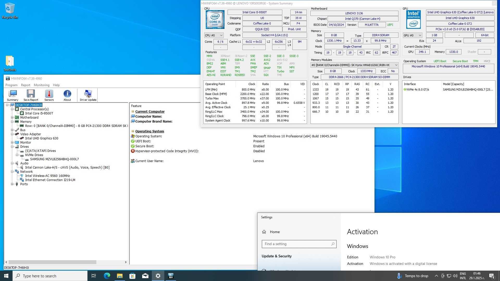 Lenovo ThinkCentre M920q Tiny Desktop i5-9500T/PCIe 256GB/8GB